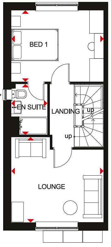 First floor floor plan of the Kingsville house type at Ladden Garden Village, Yate