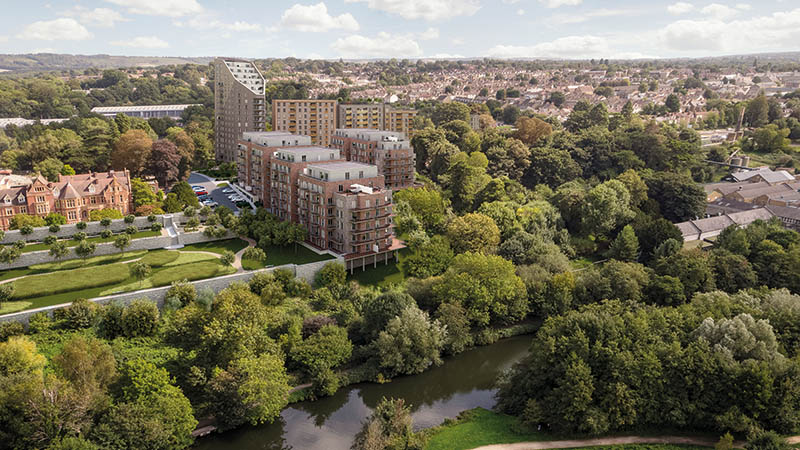 Springfield Park aerial view (Weston Homes)