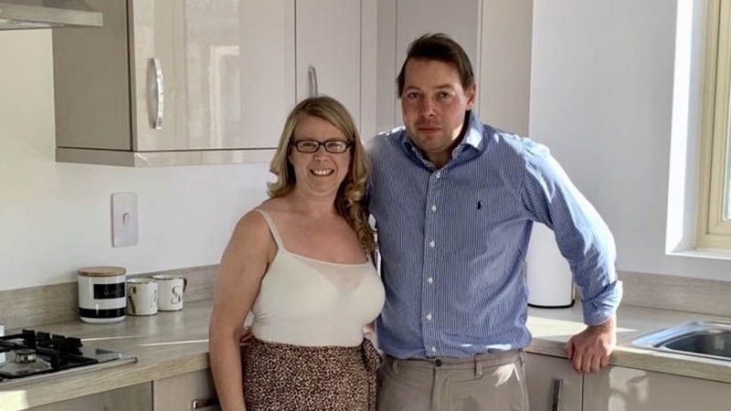 Sam Bradfield and Peter Sharpe in their new home