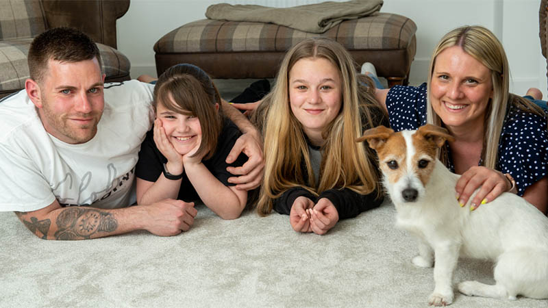 Alyssa and Ross and family at home at Springfields