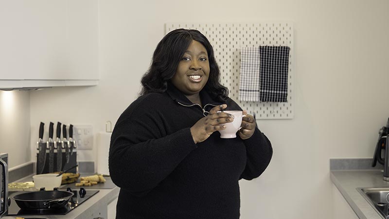Bolu at home at Harbard Close (Pocket Living)