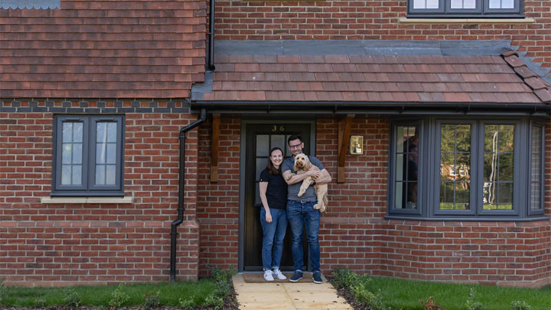 Laura, Frazer and Alfie at home at Hayfield Oaks