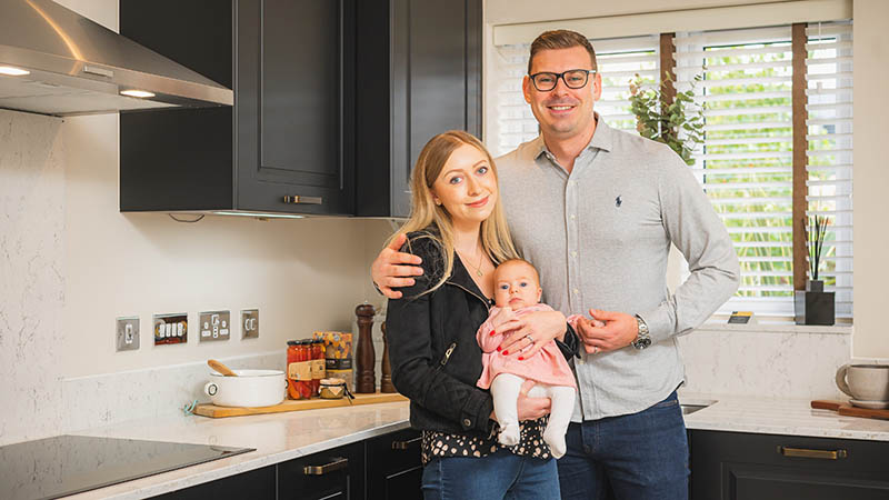 Lucy, Josh and Isla at home at Wintringham