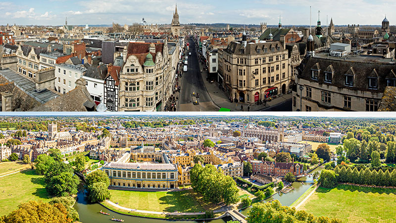 Oxford (top) and Cambridge