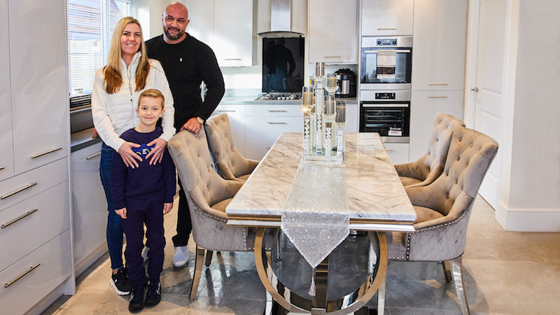 Shelley, Michael and Kai in their new Redrow home