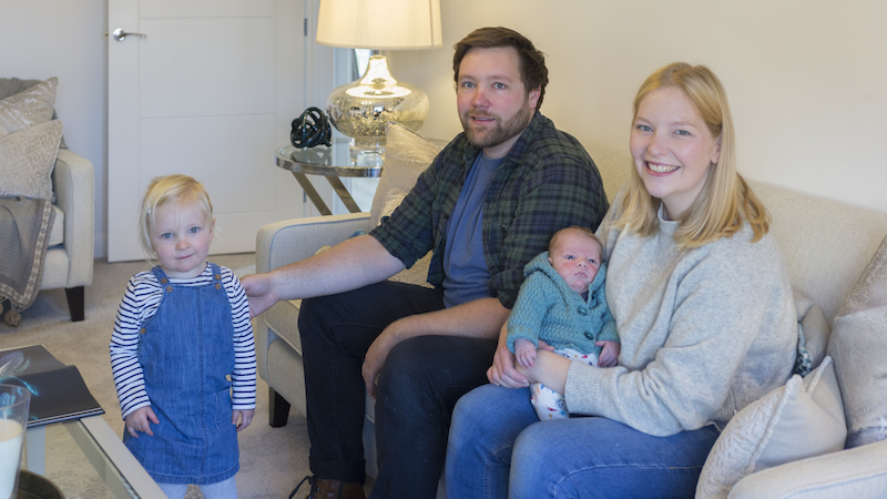 Georgina, Matthew and family in their new home