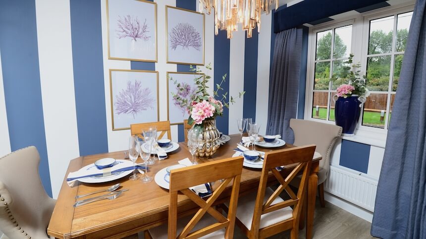 The dining room at the Fernwood show home