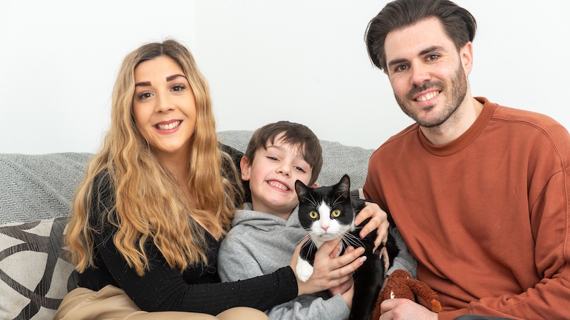 The family in their new home