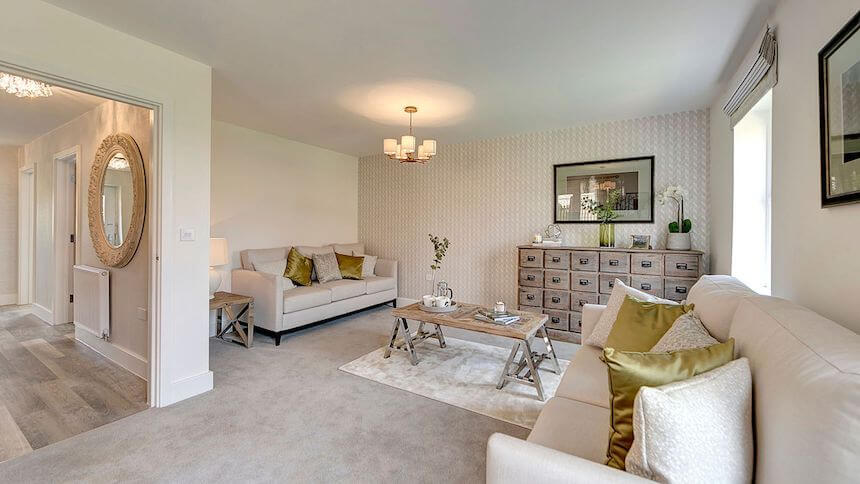 Living area in the Bewick Green show home