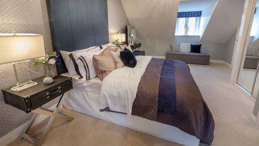 The Mill show home master bedroom