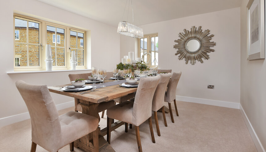 The dining room at Stokes Rise show home