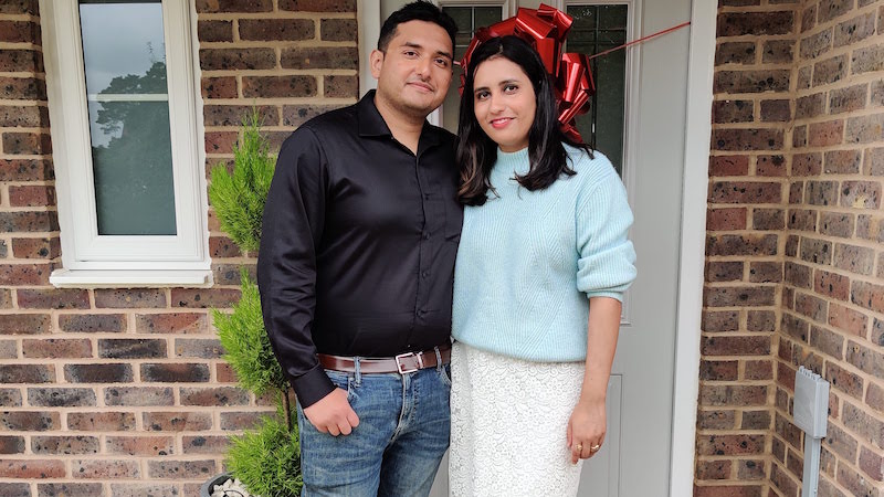 Ashish and Surbhi outside their new Shanly home