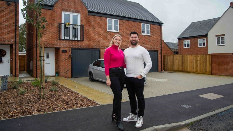 Matt and Kayleigh at Hounsome Fields (Bovis Homes)