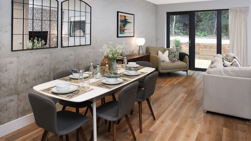The dining room at The Quarry show home