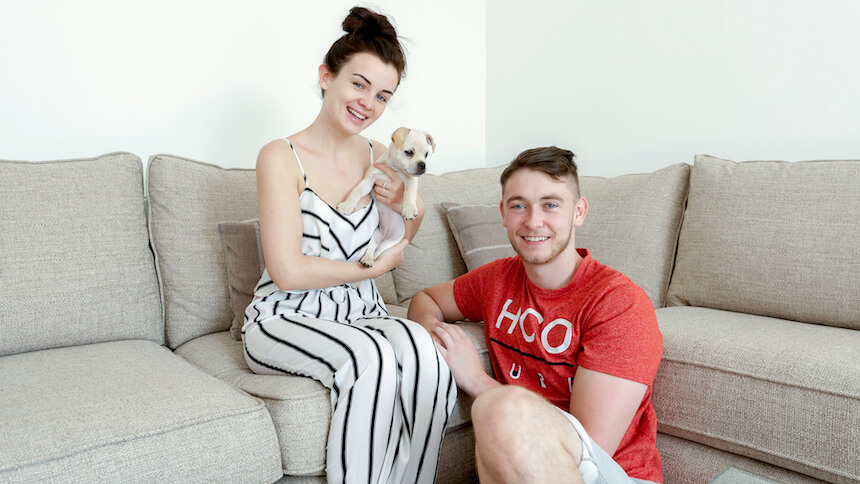 Luke and Harriet with their dog Darcy