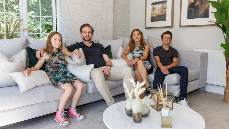 The family in their new home at Saddlers Lea