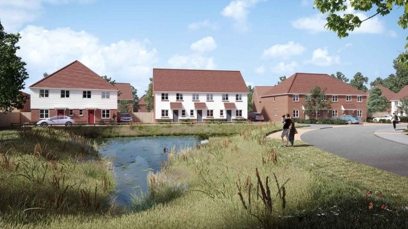 CGI street scene of Taylor Wimpey's Coppid View