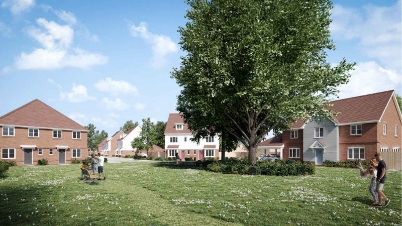 CGI street scene of Taylor Wimpey's Coppid View